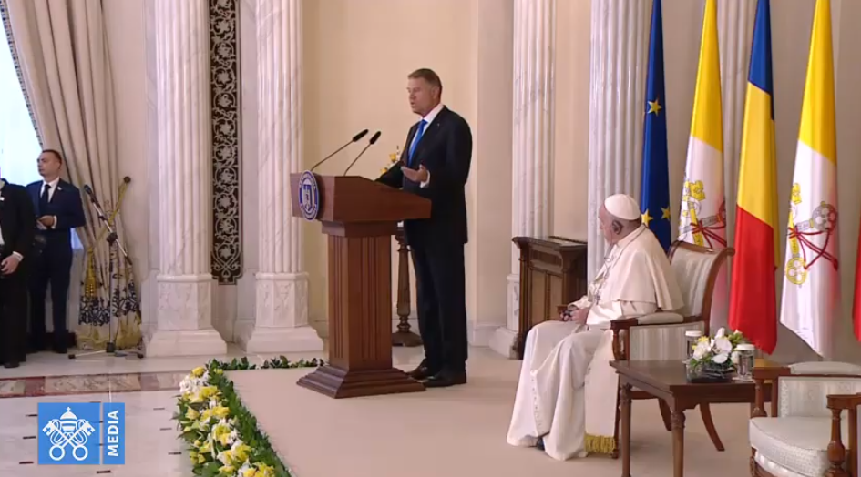 Président Klaus Iohannis, Roumanie, capture Vatican Media