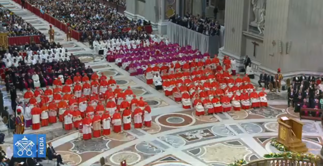 Consistoire pour la création de 13 cardinaux, 5 octobre 2019, capture Vatican Media