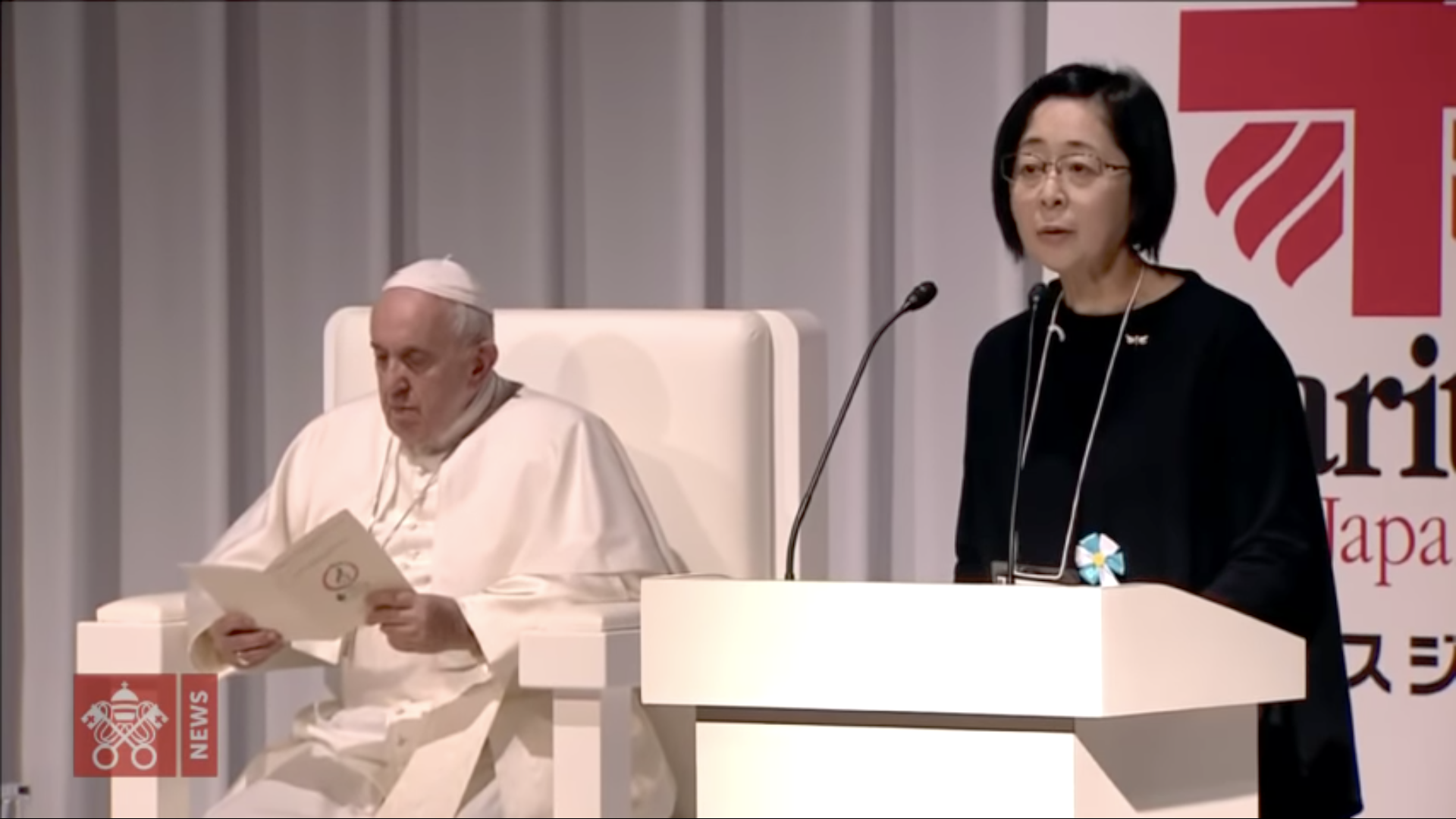 Toshiko Kato, survivante du séisme, Tokyo, Japon, capture @ Vatican Media