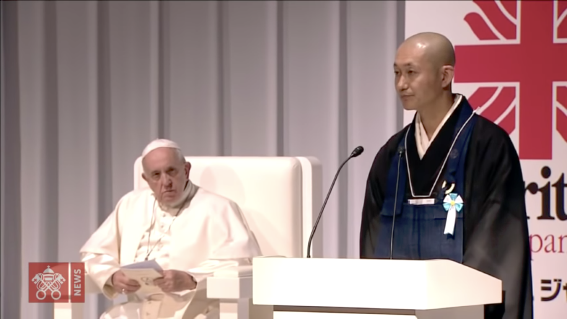 Tokuun Tanaka, moine bouddhiste, survivant de Fukushima, Tokyo, Japon, capture @ Vatican Media