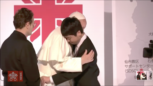 Matsuki Kamoshita, survivant de Fukushima, Tokyo, Japon, capture @ Vatican Media