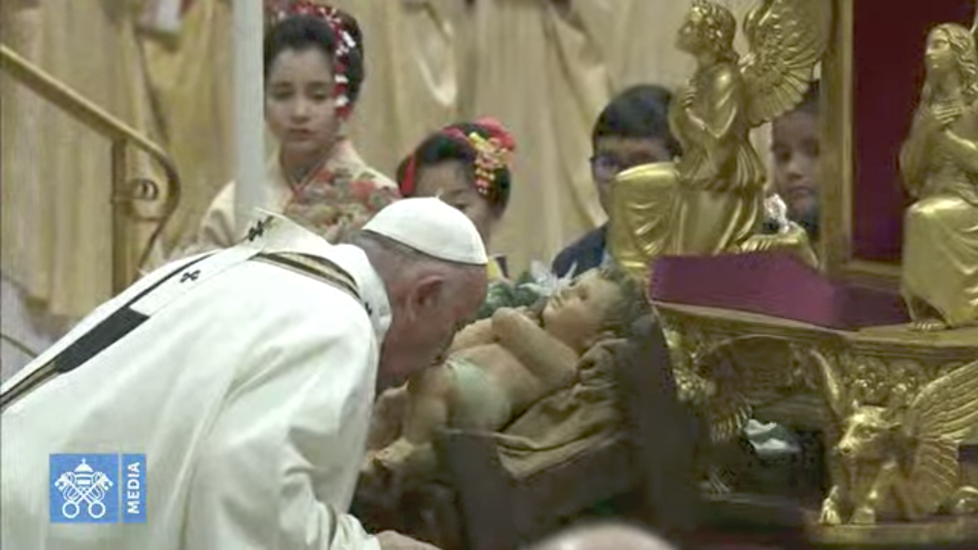 Rite d'introduction de la messe de la nuit de Noël, capture @ Vatican Media
