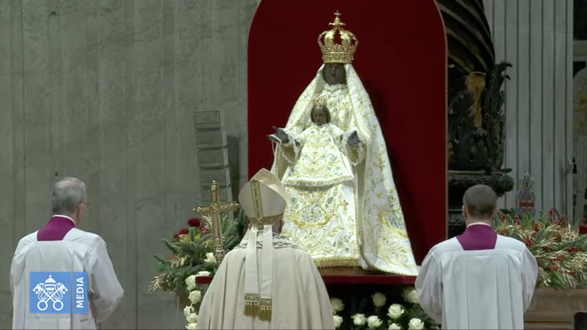 La Vierge à l'Enfant de Foggia, Vêpres et Te Deum, 31 déc. 2019, capture @ Vatican Media