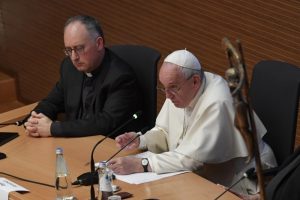 Présentation des "Escritos" du p. Fiorito, le p. Spadaro et le pape François © Vatican Media