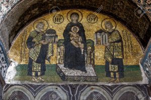 Sainte-Sophie, mosaïque de la Vierge Marie Theotokos © wikimedia commons / Phi-Gastrein~commonswiki