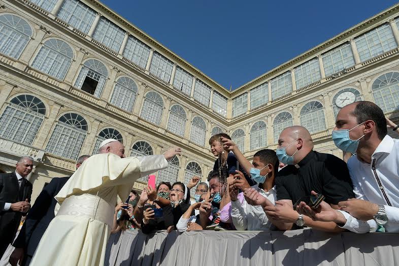 Audience du 9 septembre 2020, Cour Saint-Damase © Vatican Media