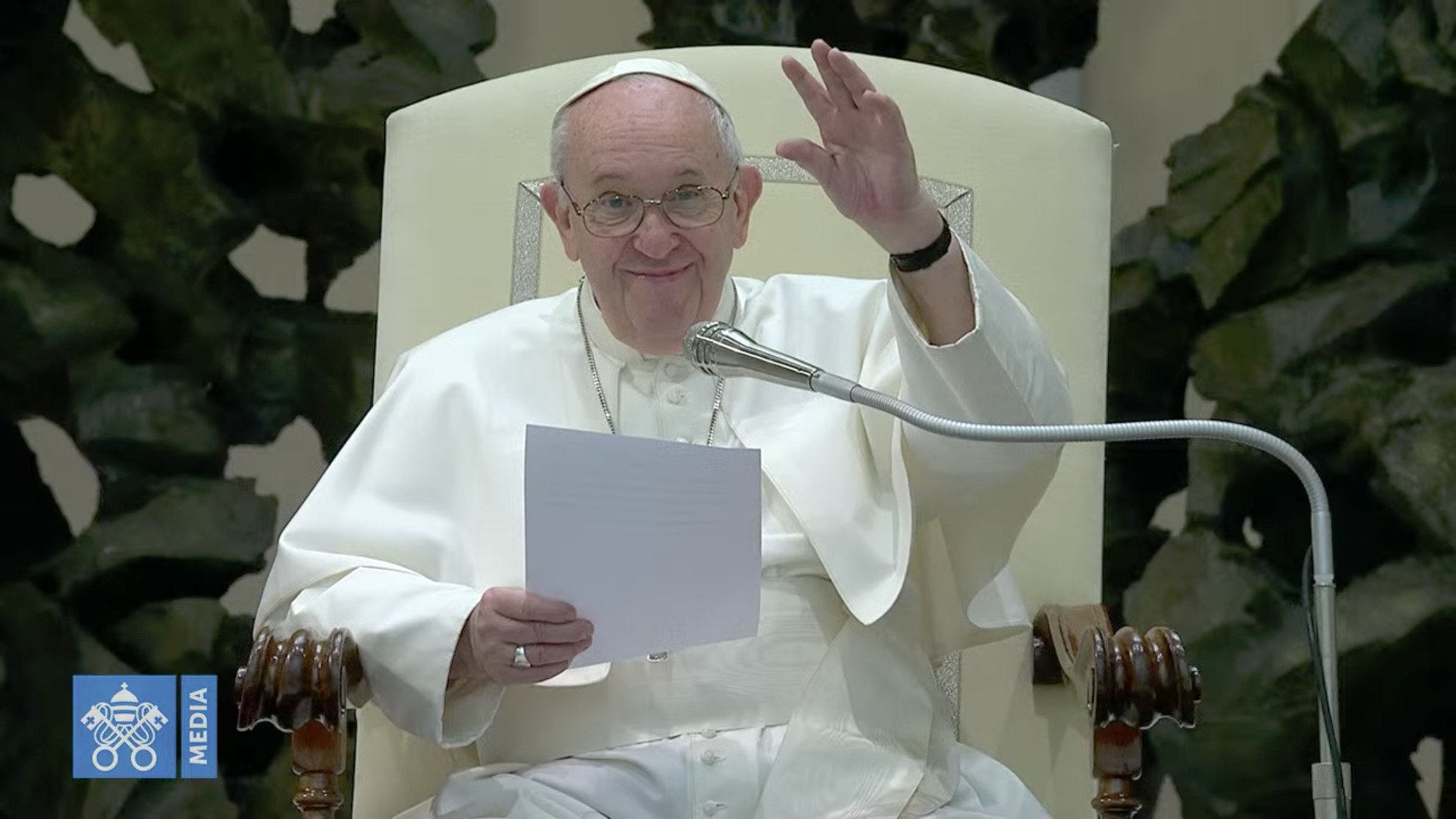 Le pape salue les francophones, audience, 22 oct. 2020, capture @Vatican Media