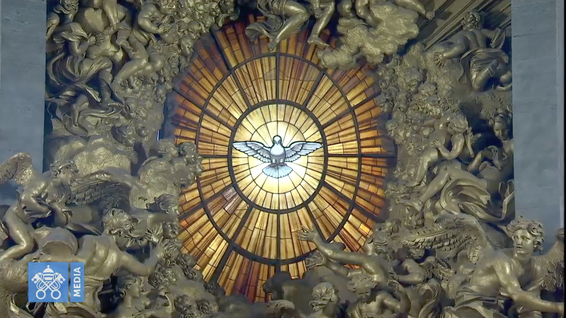 La colombe de l'Esprit Saint dans la "gloire" du Bernin, capture @ Vatican News