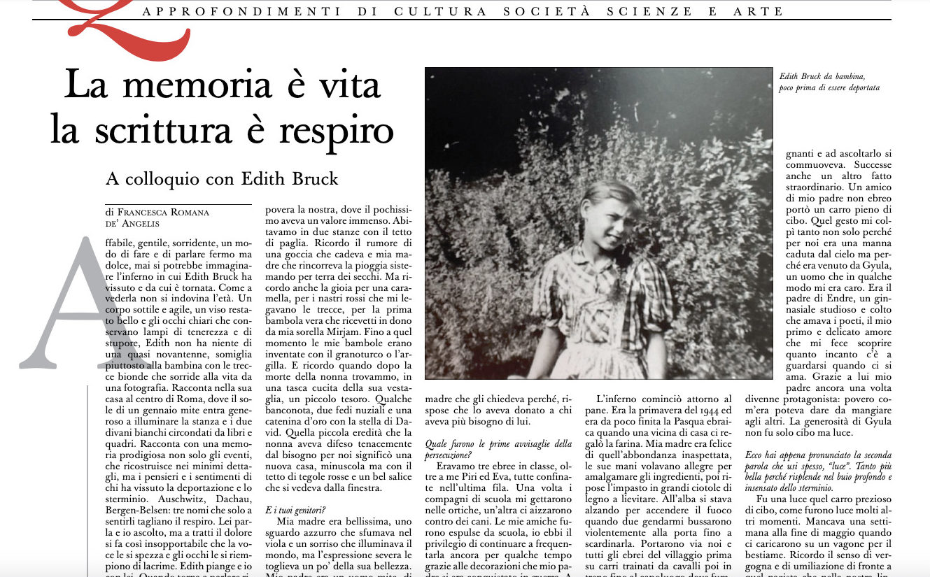 Edith Bruck enfant, capture @ L’Osservatore Romano