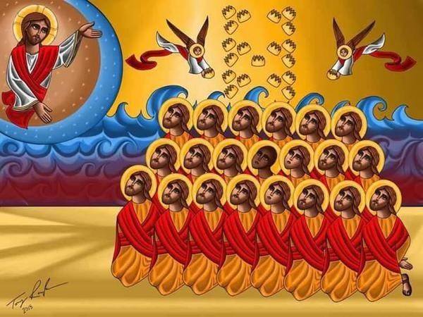 Les 21 martyrs coptes orthodoxes, par Tony Rezk @ Facebook de L'Oeuvre d'Orient