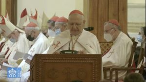 Le Card. Sako, 6 mars 2021, Bagdad, capture @ Vatican Media