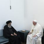 Rencontre avec le grand ayatollah chiite Al-Sistani, Nadjaf, 6 mars 2021 © Vatican Media