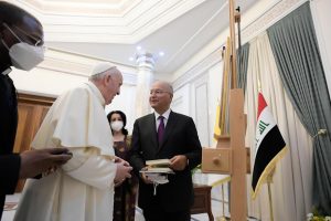 Président Saleh, palais présidentiel de Bagdad, Irak, 5 mars 2021 © Vatican Media