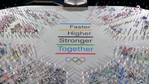 Nouvelle devise des JO, Ouverture des Jeux olympiques de Tokyo, 23 juillet 2021, capture Zenit / France 2