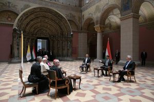 Janos Ader, Viktor Orban, Zsolt Semjén, 12 sept. 2021, Budapest © Vatican Media