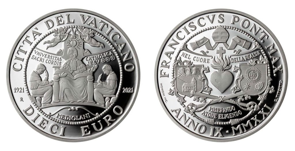 Dix euros du Vatican, Université du Sacré-Coeur © Cité du Vatican
