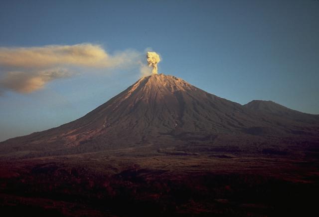 Le Semeru (Indonésie) en 1985, Wikimedia © Thomas J. Casadevall