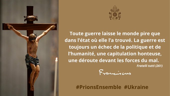 Tweet du pape François 25 février 2022 © @Pontifex_fr