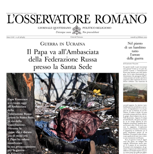 L'Osservatore Romano, 26 fév. 2022 © capture / L'Osservatore Romano