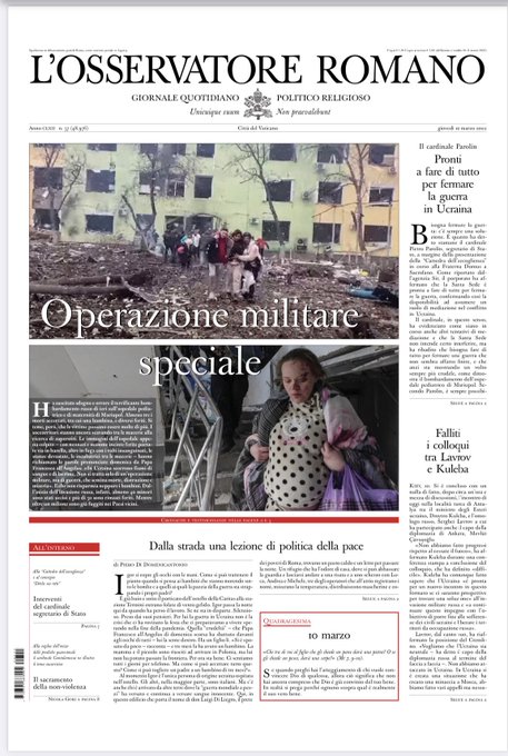 "Opération militaire spéciale" © L'Osservatore Romano, 10 mars 2022