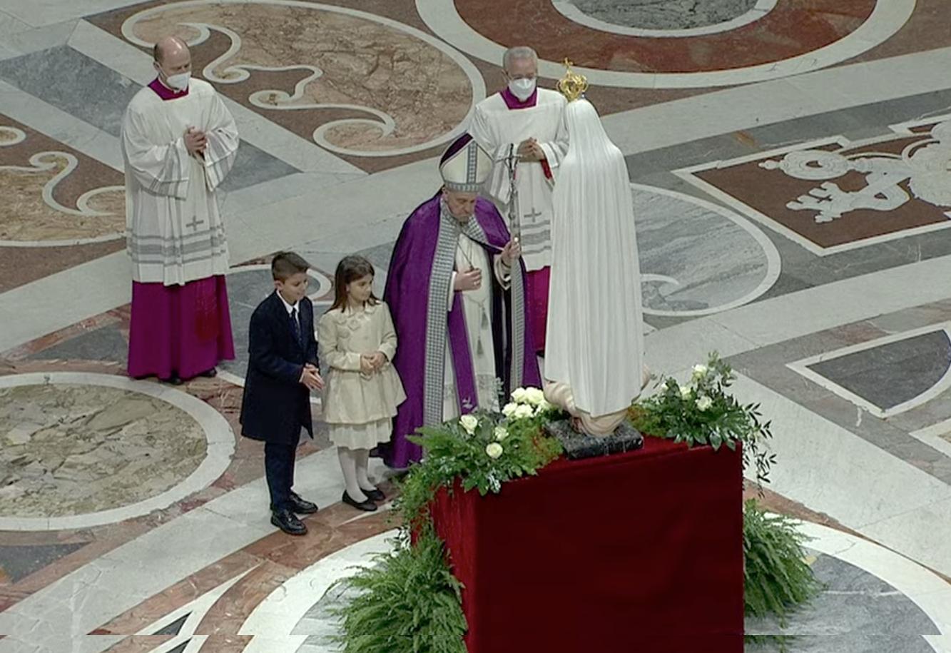 Consécration de l'Ukraine et de la Russie au Coeur Immaculé de Marie © capture de Zenit / ASB / Vatican Media 