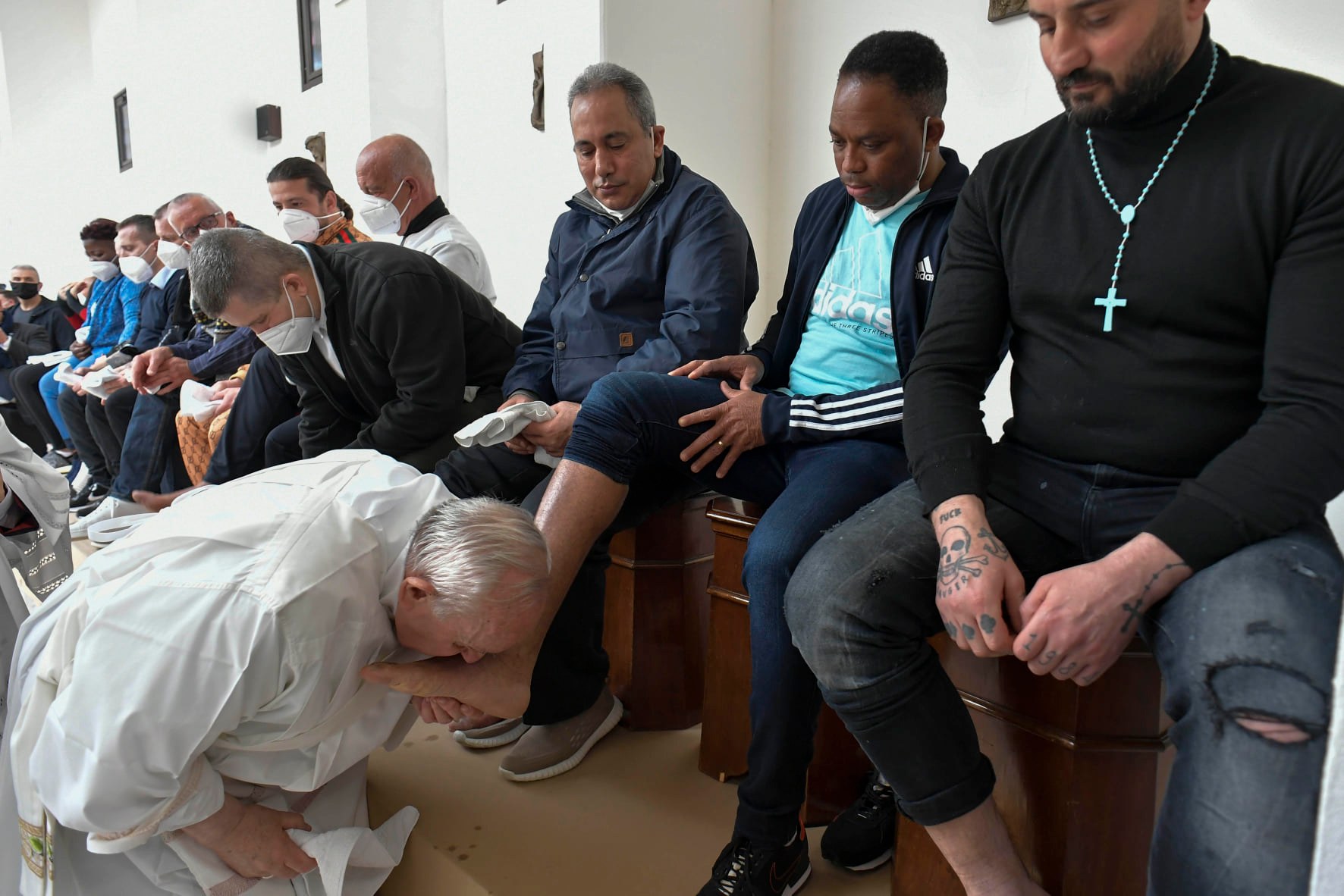 Messe de la Cène, Maison d'arrêt de Civitavecchia, 14 avril 2022 © Vatican Media