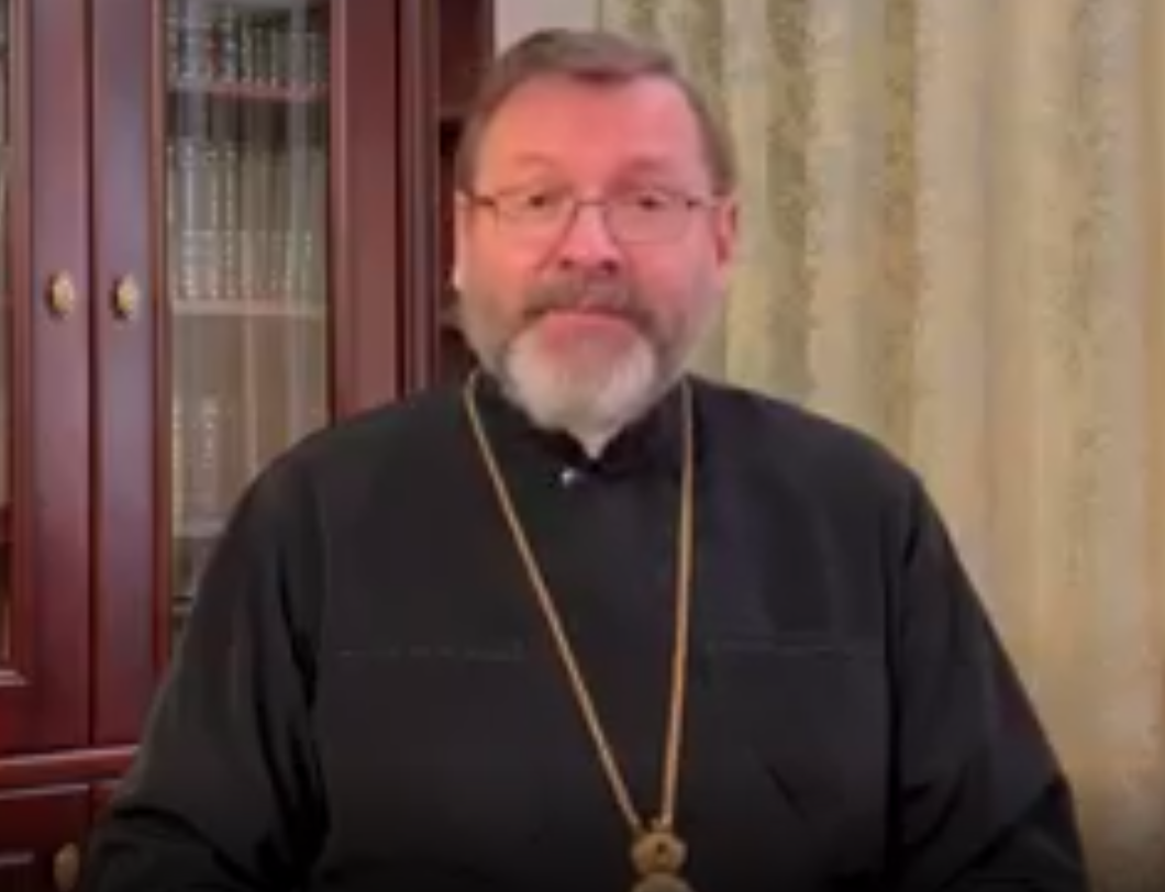 Mgr Shevchuk, message vidéo du 6 avril 2022, Site de l'EGCU Capture d'écran