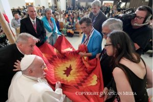 Meeting with the parish community in the Sacred Heart of the First Nations © Vatican Media