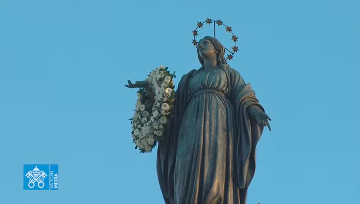 L'Immaculée Conception, Rome, capture d'écran de Zenit