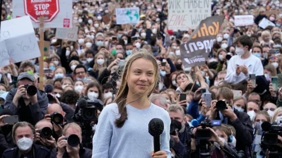 Greta Thunberg lors d'une manifestation - Photo Facebook
