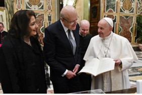 Le Premier ministre libanais par intérim, Najib Mikati, reçu ce 16 mars par le pape François © Vatican Media