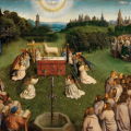 Jan Van d’Eyck, L’adoration de l’Agneau (1429), détail © wikimedia commons