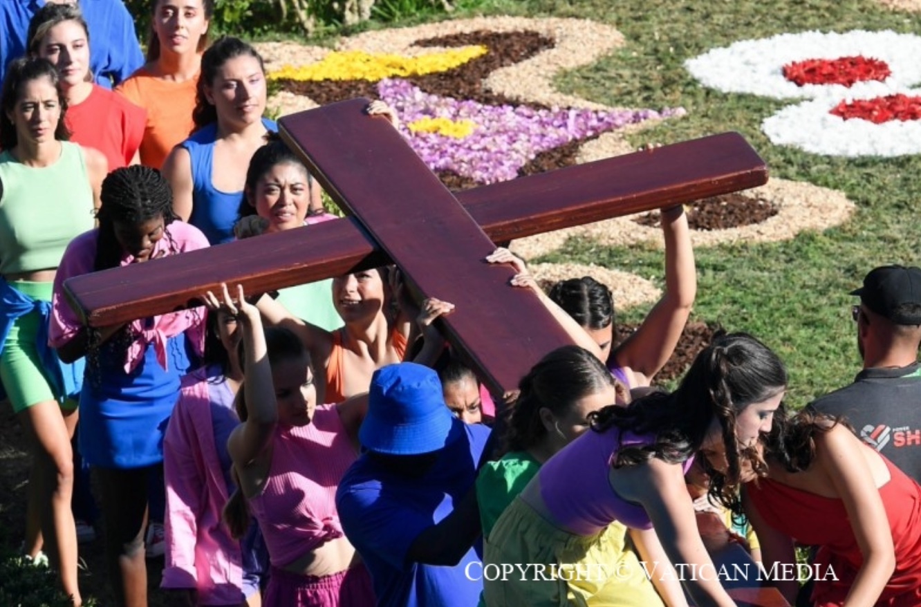 La croix des JMJ lors de la cérémonie d’accueil © Vatican Media