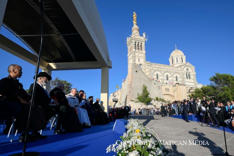 Discours du pape François au mémorial dédié aux marins et aux migrants disparus en mer, Marseille, 22 septembre 2023 © Vatican Media