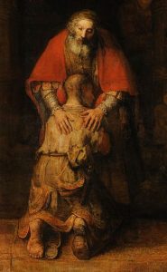 Détail de l’œuvre de Rembrandt « Le retour du fils prodigue »