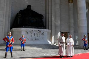 Visite de courtoisie au Président de Mongolie au Palais d'État © Vatican Media