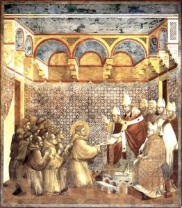 Approbation de la Règle de Giotto (basilique Saint-François, fin du 13ème siècle) ©  jubile800ans.franciscains.fr 