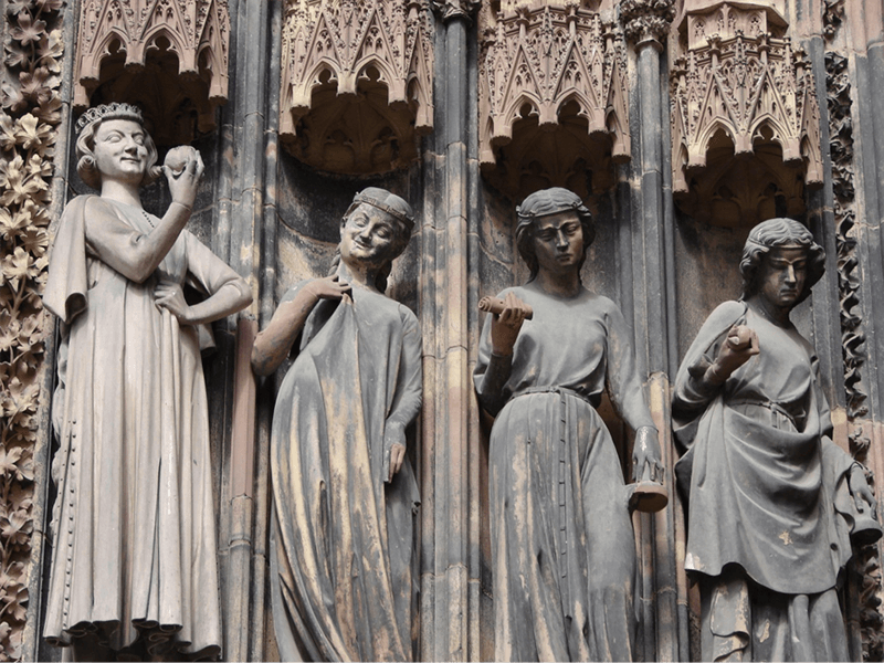 Les vierges folles séduites par le Tentateur (cathédrale de Strasbourg)