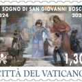 Le timbre illustre le rêve du jeune Jean Bosco, pris par la main par la Vierge Marie  © Service postal du Vatican
