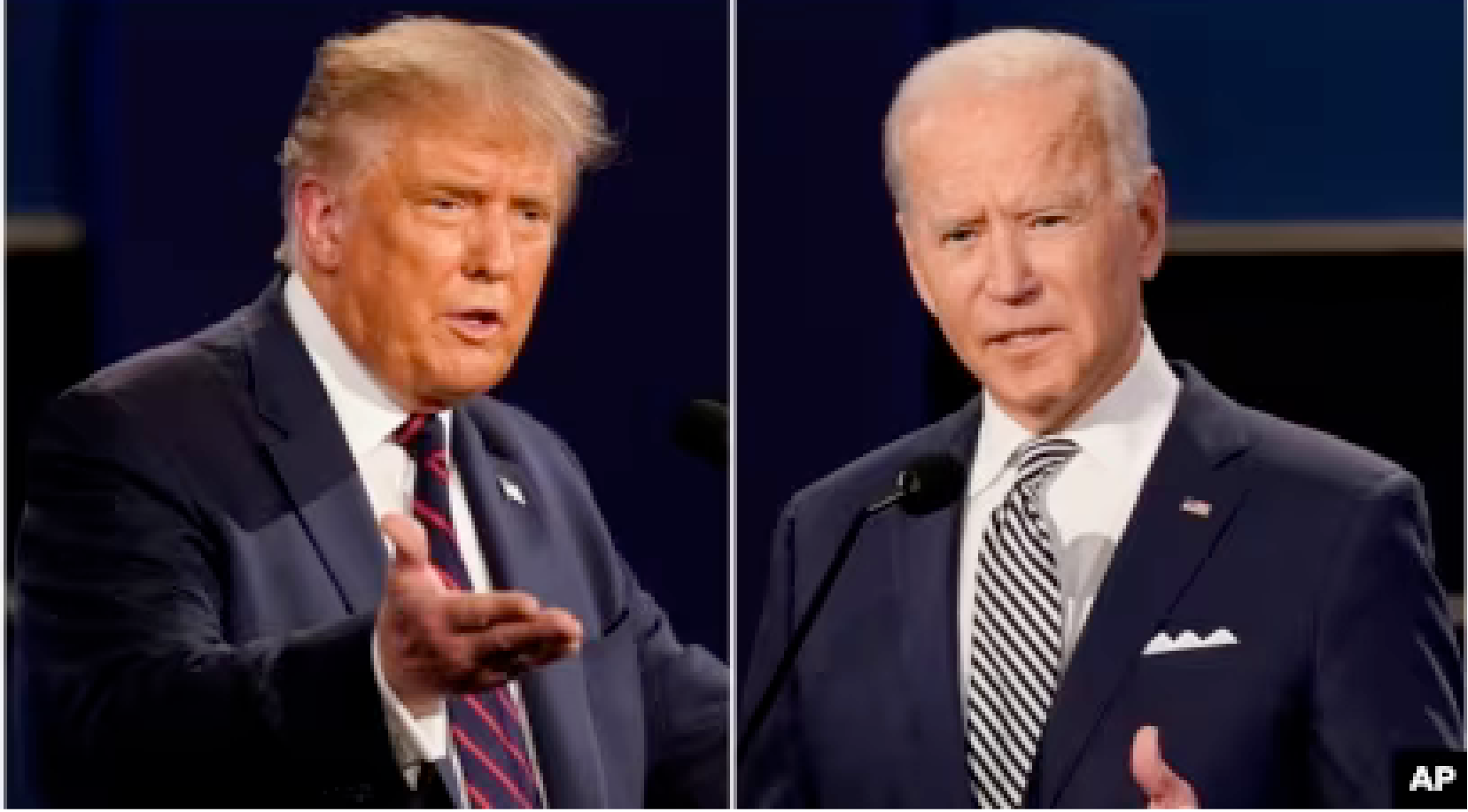 Légende : Donald Trump et Joe Biden candidats à la présidence des Etats-Unis © Voz de America