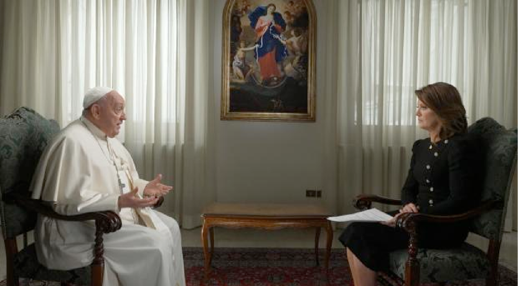 Pape François et Norah O'Donnell © 60 Minutes