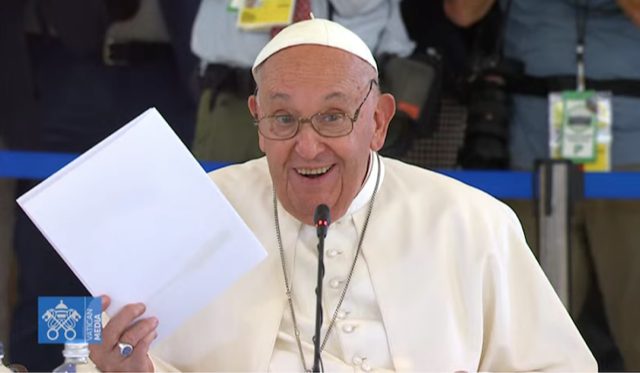 Le pape a donné un discours sur l’intelligence artificielle, aux côtés de Giorgia Meloni, présidente du Conseil des ministres de la République italienne © Vatican Media