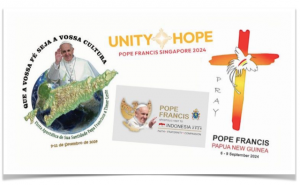 Logos et devises du voyage du Pape en Indonésie, Papouasie-Nouvelle-Guinée, Timor-oriental et Singapour © Vatican Media