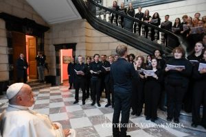 Voyage apostolique en Belgique : Rencontre avec les professeurs universitaires, 27 septembre 2024 © Vatican Media