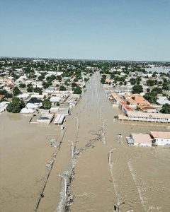 Vue aérienne de Maiduguri après la catastrophe. Crédit : Borno State Geopraphic Information Services (BOGIS)