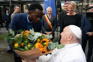 Voyage apostolique en Belgique : Rencontre avec les étudiants universitaires, 28 septembre 2024 © Vatican Media