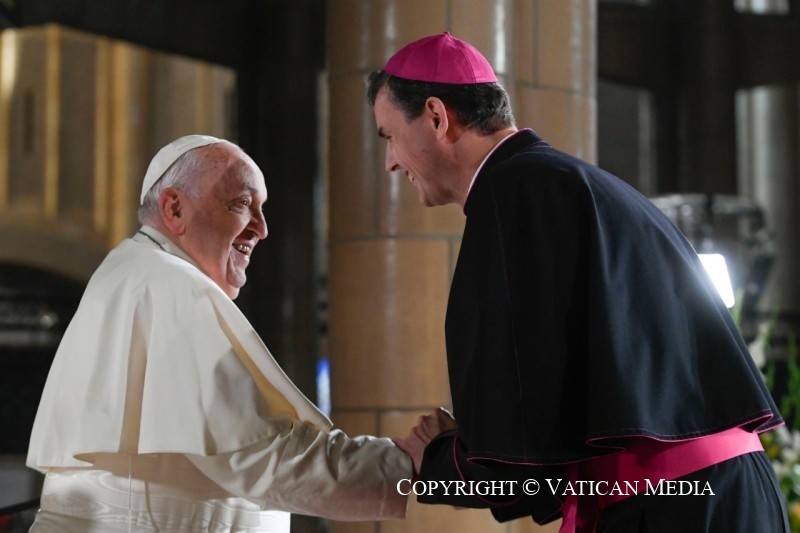 Voyage apostolique en Belgique : Rencontre avec les évêques, les prêtres, les diacres, les personnes consacrées, les séminaristes et les acteurs pastoraux, 28 septembre 2024 © Vatican Media