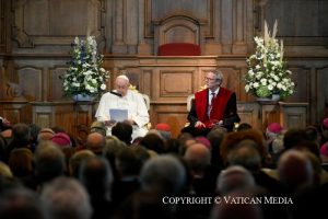 Voyage apostolique en Belgique : Rencontre avec les professeurs universitaires, 27 septembre 2024 © Vatican Media