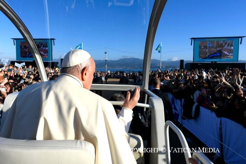 Le pape à Ajaccio ce 15 décembre 2024 : c'est la première fois qu'un pape visitait la Corse © Vatican Media