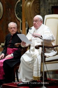 Discours du pape aux Présidents des Commissions épiscopales pour la communication et aux Directeurs des Bureaux de communication des Conférences épiscopales, participant à la Rencontre promue par le Dicastère pour la Communication, 27 janvier 2025 © Vatican Media